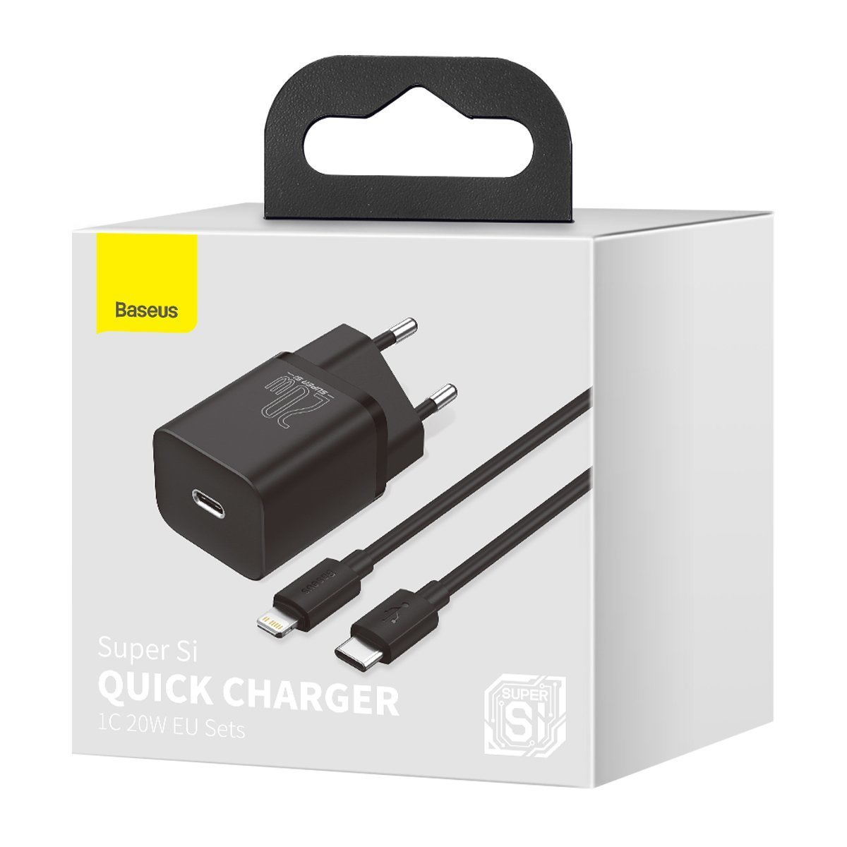 Ładowarka sieciowa Baseus Super Si Quick Charger 1C 20W z przewodem USB TYP-C do Lightning 1m - czarna (TZCCSUP-B01)