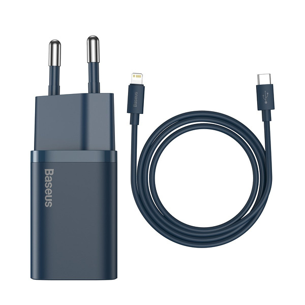 Zdjęcie produktu: Ładowarka sieciowa Baseus Super Si Quick Charger 1C 20W z przewodem USB TYP-C do Lightning 1m - niebieska (TZCCSUP-B03) Zdjęcie produktu: Ładowarka sieciowa Baseus Super Si Quick Charger 1C 20W z przewodem USB TYP-C do Lightning 1m - niebieska (TZCCSUP-B03)
