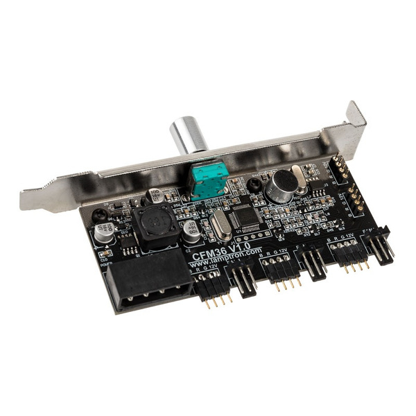 Zdjęcie produktu: Lamptron CFM36 kontroler wentylatorów i oświetlenia RGB 12V 4-pin na slot PCI, srebrny Zdjęcie produktu: Lamptron CFM36 kontroler wentylatorów i oświetlenia RGB 12V 4-pin na slot PCI, srebrny