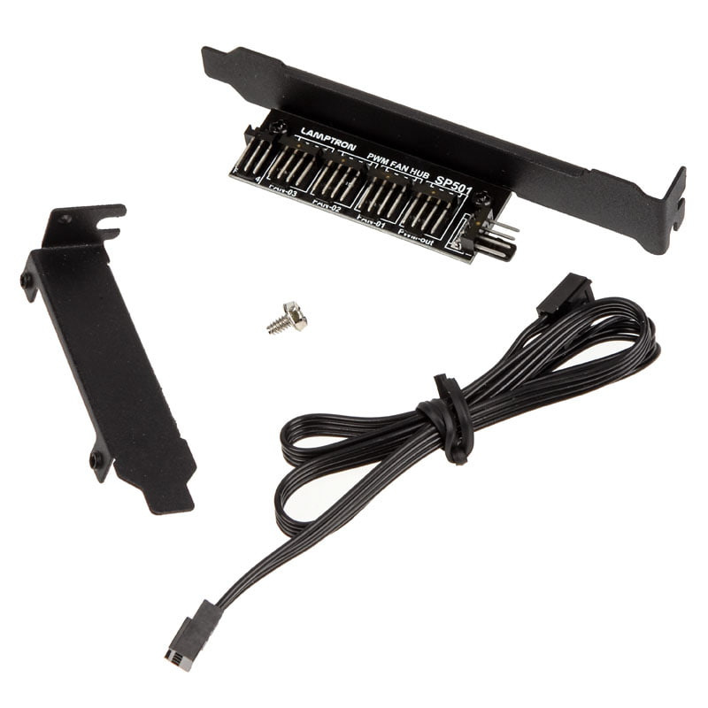 Hub do wentylatorów PWM Lamptron SP501 PWM-Hub na śledziu zatoki PCI Hub do wentylatorów PWM Lamptron SP501 PWM-Hub na śledziu zatoki PCI