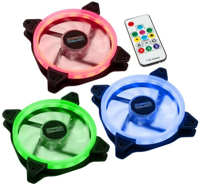 Zdjęcie produktu: Wentylatory Lamptron Nasa RGB-LED-Ring 120mm z kontrolerem (zestaw 3szt)