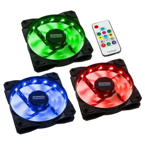 Wentylatory Lamptron Meteor RGB-LED-Ring 120mm z kontrolerem (zestaw 3szt)