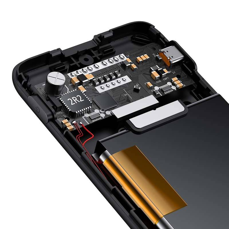 Powerbank Baseus Elf, 10000mAh, 22,5W wbudowany kabel USB Typ C/lightning Power Delivery Quick Charge - czarny (PPJL010001)