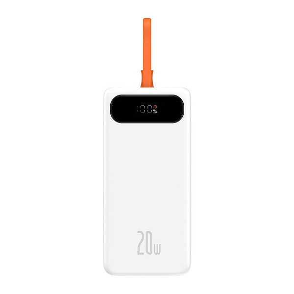 Zdjęcie produktu: Powerbank Baseus Block, 20000mAh, 20W, USB / USB Typ C, wbudowany kabel lightning - biały (PPLK000002)