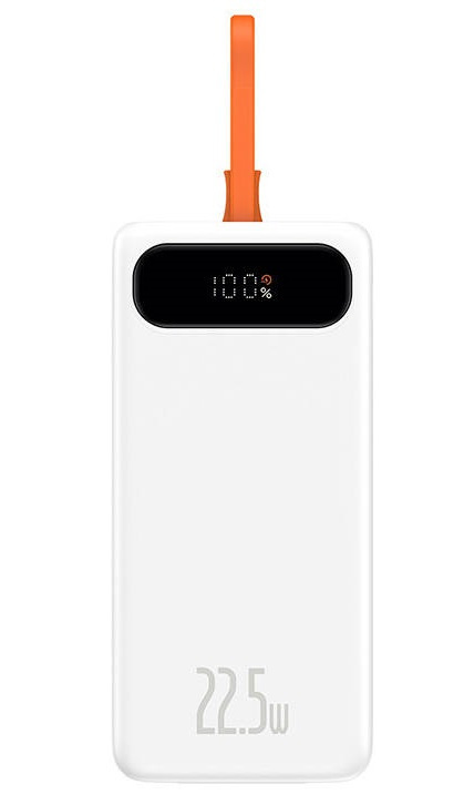 Powerbank Baseus Block, 20000mAh, 22,5W, USB / USB Typ C, wbudowany kabel USB TYP-C - biały (PPLK000102) Powerbank Baseus Block, 20000mAh, 22,5W, USB / USB Typ C, wbudowany kabel USB TYP-C - biały (PPLK000102)