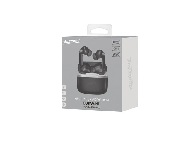 Słuchawki Audictus Dopamine TWS ANC, bezprzewowe z mikrofonem czarne Słuchawki Audictus Dopamine TWS ANC, bezprzewowe z mikrofonem czarne