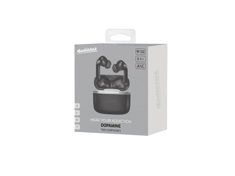Zdjęcie produktu: Słuchawki Audictus Dopamine TWS ANC, bezprzewowe z mikrofonem czarne Zdjęcie produktu: Słuchawki Audictus Dopamine TWS ANC, bezprzewowe z mikrofonem czarne