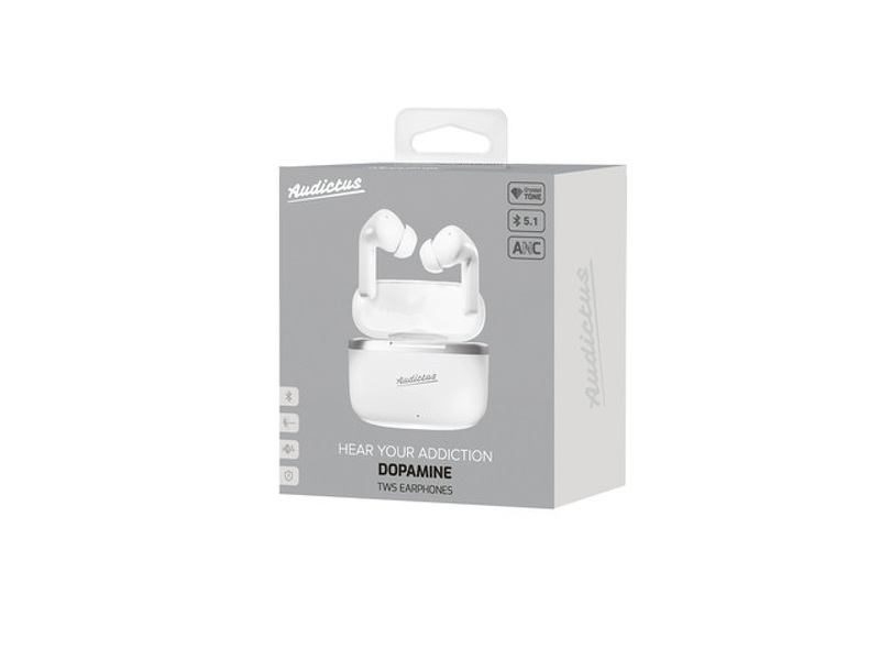 Zdjęcie produktu: Słuchawki Audictus Dopamine TWS ANC, bezprzewowe z mikrofonem białe Zdjęcie produktu: Słuchawki Audictus Dopamine TWS ANC, bezprzewowe z mikrofonem białe