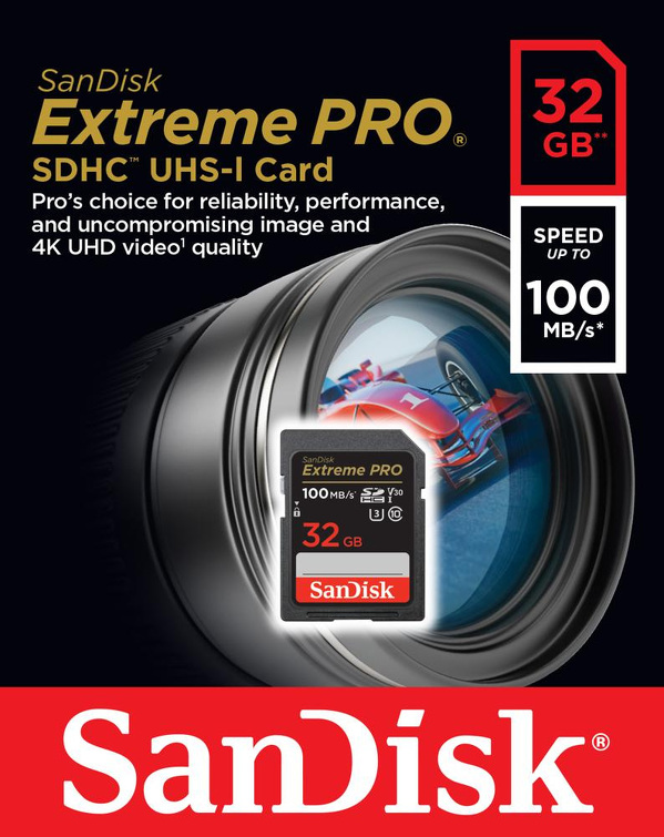 Zdjęcie produktu: Karta SanDisk Extreme PRO SDHC 32GB 100/90 MB/s C10 V30 UHS-I U3 (SDSDXXO-032G-GN4IN)