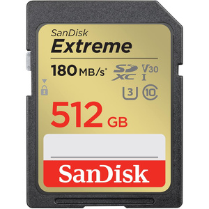Miniatura produktu: Karta SanDisk Extreme SDXC 512GB 180/130 MB/s C10 V30 UHS-I U3 (SDSDXVV-512G-GNCIN)