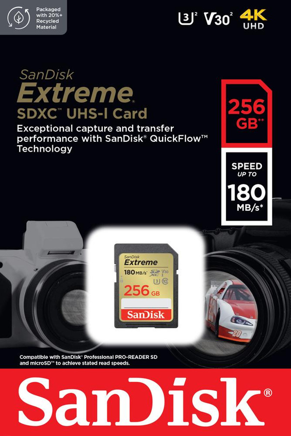 Zdjęcie produktu: SanDisk Extreme SDXC 256GB 180/130 MB/s