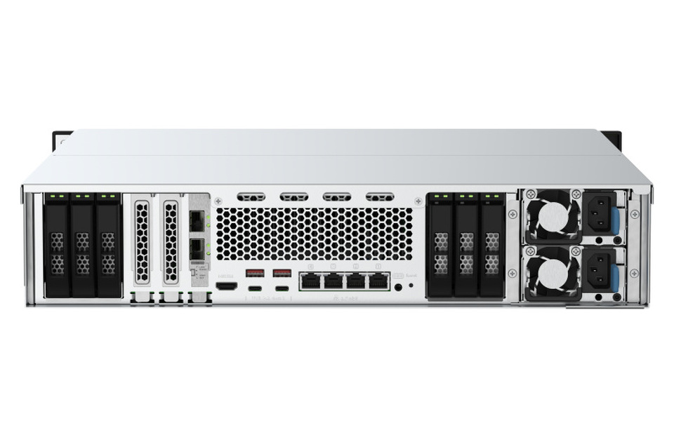 Zdjęcie produktu: Serwer plików QNAP TS-h3088XU-RP-W1270-64G 30-bay 2,5", 2U, Intel Xeon W-1270 8-core 5.0 GHz, 64 GB UDIMM DDR4, 2x25GbE SFP+, 4x2,5GbE, 4xUSB3.2, 3xPCIe, HDMI, 2x550W