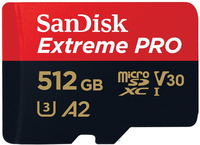 Miniatura produktu: Karta SanDisk Extreme PRO microSDXC 512GB 200/140 MB/s A2 C10 V30 UHS-I U3 (SDSQXCD-512G-GN6MA)