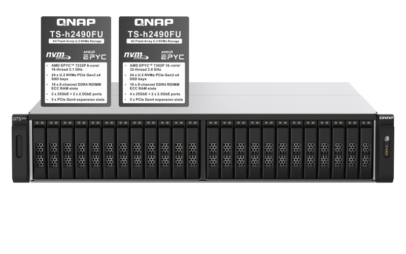 QNAP TS-h2490FU-7302P-256G 24-bay 256GB AMD Epyc 7302P