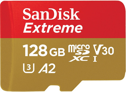 Miniatura produktu: Karta SanDisk Extreme microSDXC 128GB 190/90 MB/s A2 C10 V30 UHS-I U3 Mobile (SDSQXAA-128G-GN6MA)