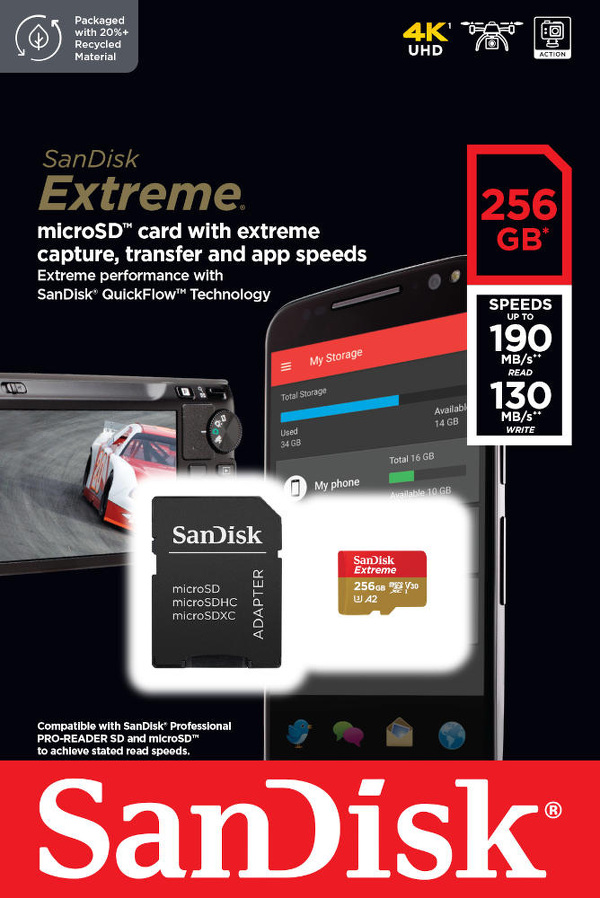 Zdjęcie produktu: SanDisk Extreme microSDXC 256GB 190/130 MB/s