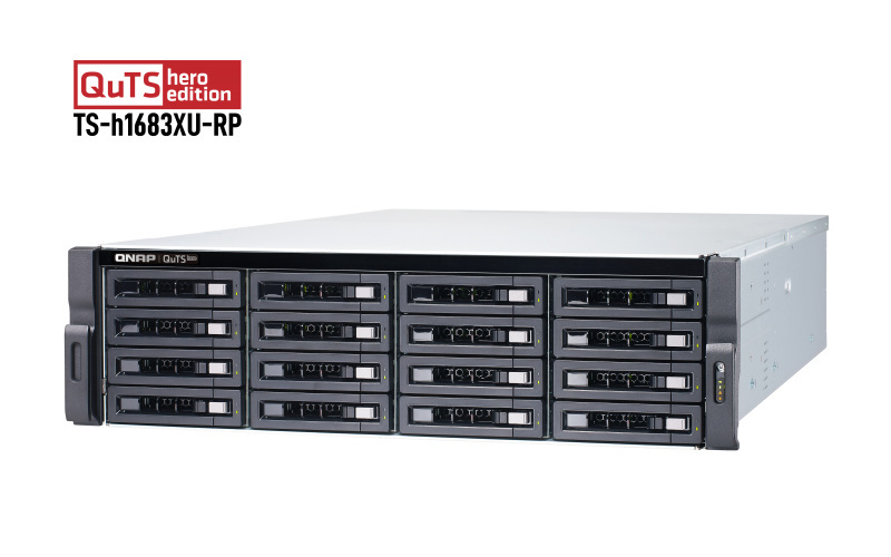 Serwer plików QNAP TS-h1683XU-RP-E2236-128G 16-bay, 3U, Intel Xeon E E-2136/E-2236 6-core, 128 GB UDIMM DDR4, 2x10GbE SFP+, 4x1GbE, 4xPCIe, 6xUSB 3.2 Gen 2, 2x500W Serwer plików QNAP TS-h1683XU-RP-E2236-128G 16-bay, 3U, Intel Xeon E E-2136/E-2236 6-core, 128 GB UDIMM DDR4, 2x10GbE SFP+, 4x1GbE, 4xPCIe, 6xUSB 3.2 Gen 2, 2x500W