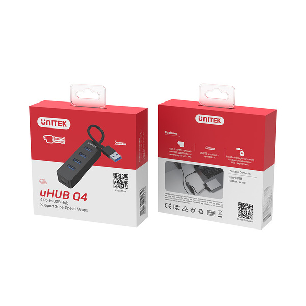 Zdjęcie produktu: HUB 4x USB 3.1 aktywny, 10 W Unitek (H1117A)