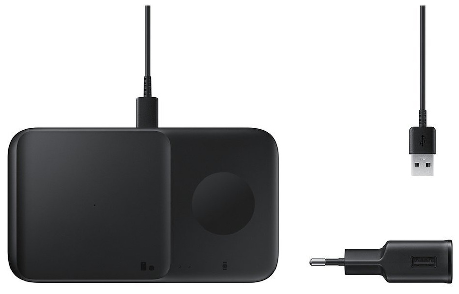 Zdjęcie produktu: Samsung bezprzewodowa ładowarka 2w1 do telefonu, Galaxy Watch + adapter sieciowy czarna (EP-P4300TBE)