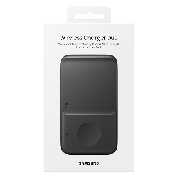 Zdjęcie produktu: Samsung bezprzewodowa ładowarka 2w1 do telefonu, Galaxy Watch + adapter sieciowy czarna (EP-P4300TBE)