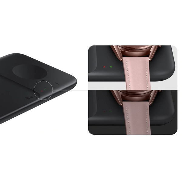 Zdjęcie produktu: Samsung bezprzewodowa ładowarka 2w1 do telefonu, Galaxy Watch + adapter sieciowy czarna (EP-P4300TBE)