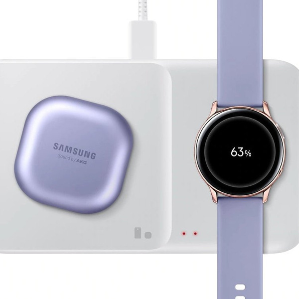 Zdjęcie produktu: Samsung bezprzewodowa ładowarka 2w1 do telefonu, Galaxy Watch + adapter sieciowy czarna (EP-P4300TBE)