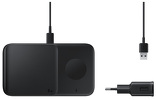 Miniatura zdjęcia: Samsung bezprzewodowa ładowarka 2w1 do telefonu, Galaxy Watch + adapter sieciowy czarna (EP-P4300TBE)