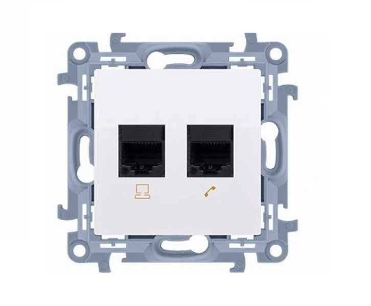 Zdjęcie produktu: Gniazdo komputerowe podwójne RJ45 kategoria 5e (moduł), biały