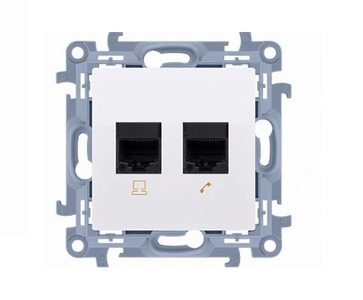 Miniatura produktu: Gniazdo komputerowe podwójne RJ45 kategoria 5e (moduł), biały