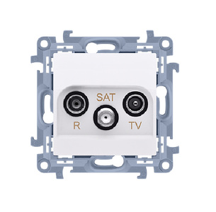 Miniatura produktu: Gniazdo antenowe satelitarne podwójne SAT-SAT-RTV (moduł), 1x wejście: 5 MHz-2,4 GHz, biały