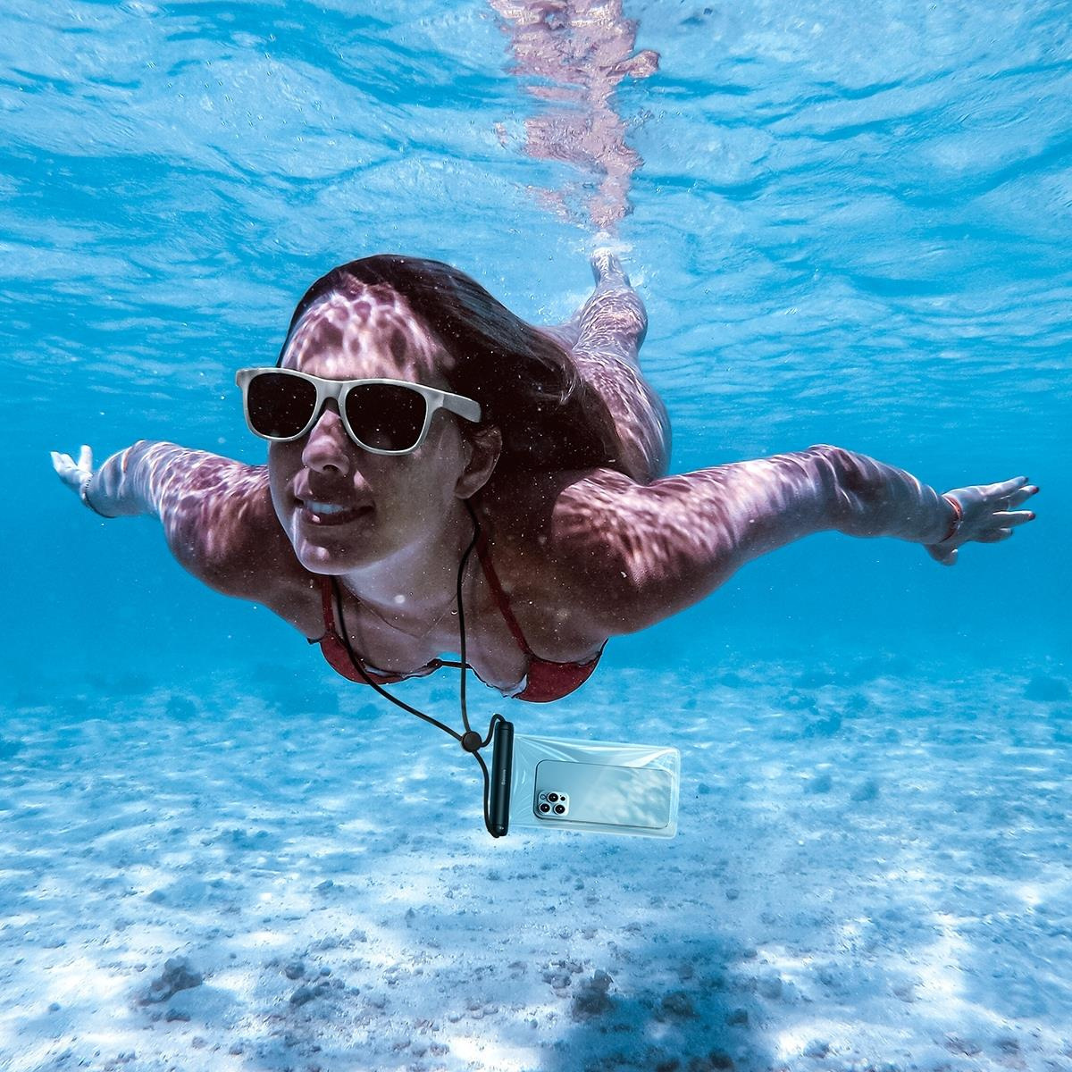 Pokrowiec wodoodporny etui na telefon Baseus Slide-cover (max 7,2") na basen nad wodę IPX8 - niebieski (FMYT000003)