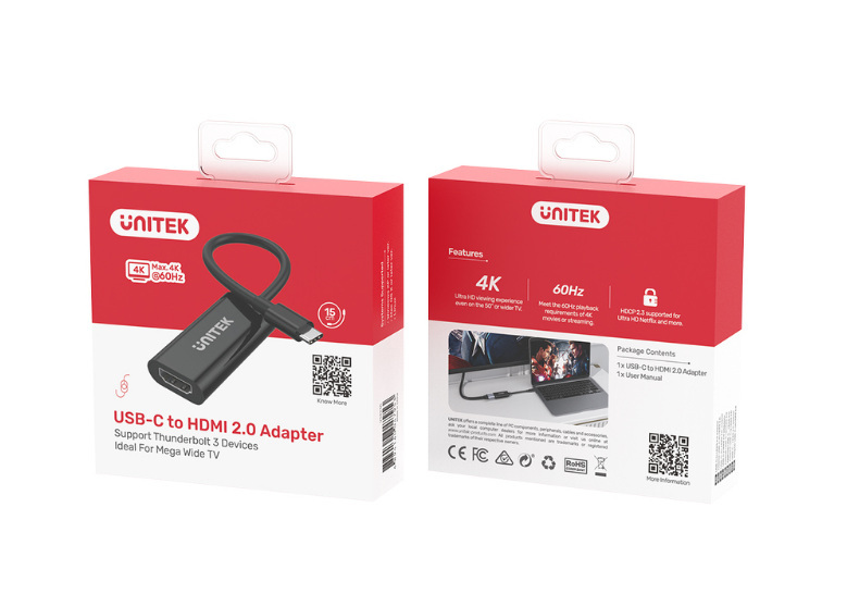Adapter USB TYP-C na HDMI 2.0 4K@60Hz Unitek (V1421A)