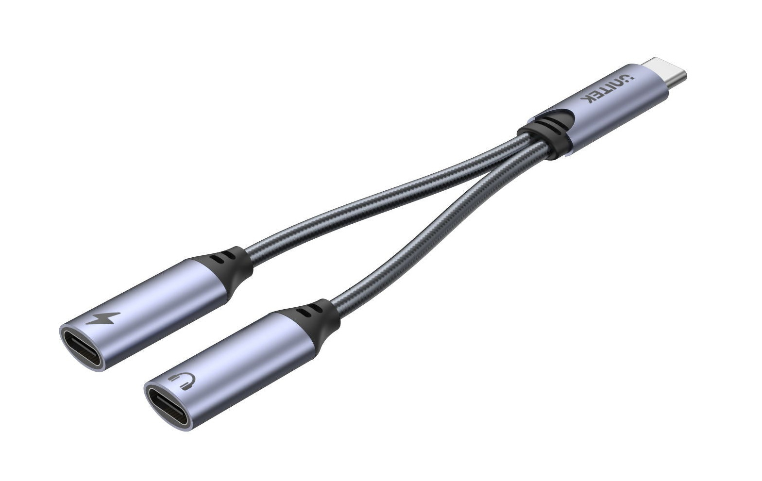 Adapter USB TYP-C na 2x USB-C audio i 18W Unitek (M206A) Adapter USB TYP-C na 2x USB-C audio i 18W Unitek (M206A)