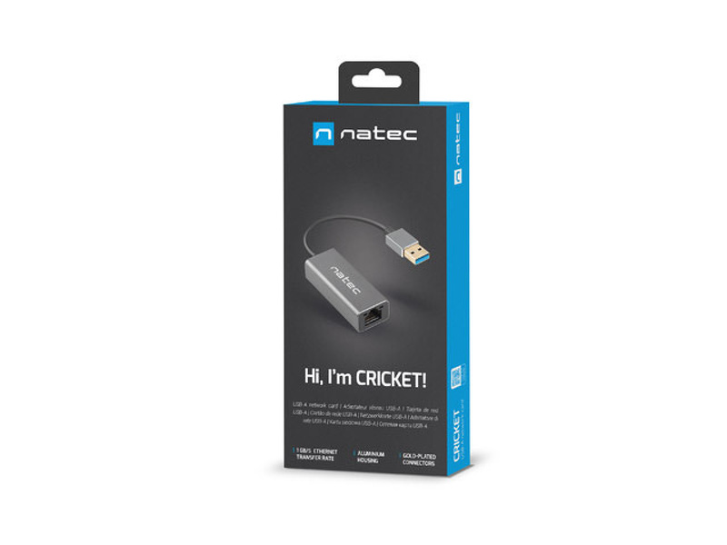 Zdjęcie produktu: Zewnętrzna karta sieciowa Natec Cricket na kablu USB-A 3.0 do laptopa
