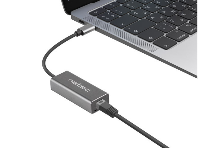 Zewnętrzna karta sieciowa Natec Cricket na kablu USB-C 3.1 do laptopa Zewnętrzna karta sieciowa Natec Cricket na kablu USB-C 3.1 do laptopa