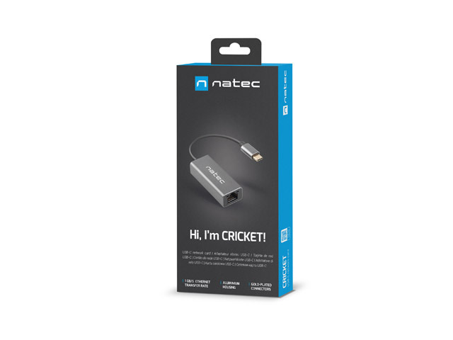Zewnętrzna karta sieciowa Natec Cricket na kablu USB-C 3.1 do laptopa Zewnętrzna karta sieciowa Natec Cricket na kablu USB-C 3.1 do laptopa