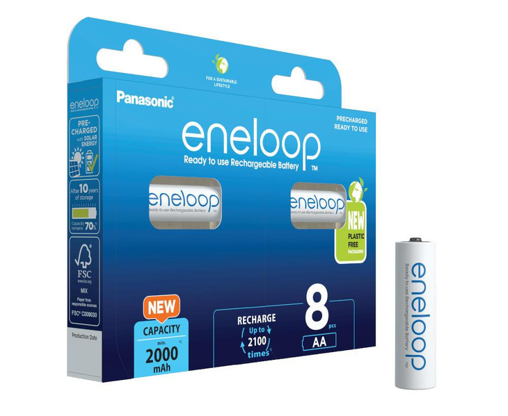 Zdjęcie produktu: Panasonic Eneloop R6/AA 2000mAh - opak. 8 akumulatorków - eco blister (BK-3MCDE/8BE) Zdjęcie produktu: Panasonic Eneloop R6/AA 2000mAh - opak. 8 akumulatorków - eco blister (BK-3MCDE/8BE)