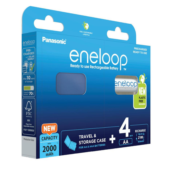 Zdjęcie produktu: Panasonic Eneloop R6/AA 2000mAh - opak. 4 akumulatorków + pojemnik - eco blister (BK-3MCDEC4BE) Zdjęcie produktu: Panasonic Eneloop R6/AA 2000mAh - opak. 4 akumulatorków + pojemnik - eco blister (BK-3MCDEC4BE)