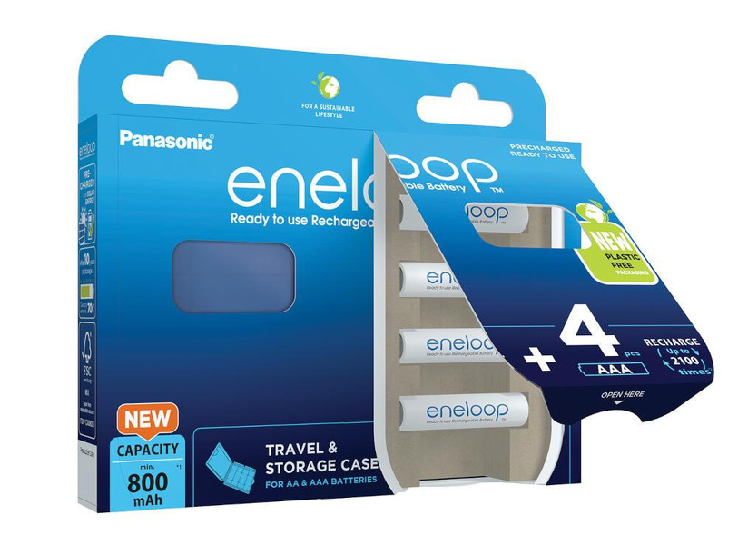Zdjęcie produktu: Panasonic Eneloop R3/AAA 800mAh - opak. 4 akumulatorków + pojemnik - eco blister (BK-4MCDEC4BE) Zdjęcie produktu: Panasonic Eneloop R3/AAA 800mAh - opak. 4 akumulatorków + pojemnik - eco blister (BK-4MCDEC4BE)