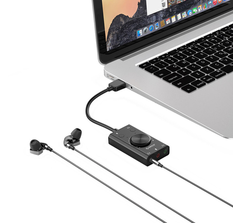 Zewnętrzna karta dźwiękowa ORICO na USB 3 porty z regulacją głośności (SC2-BK-BP) Zewnętrzna karta dźwiękowa ORICO na USB 3 porty z regulacją głośności (SC2-BK-BP)