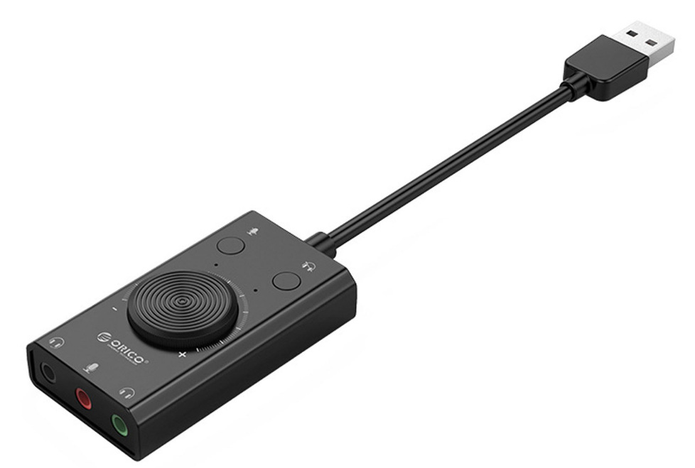 Zewnętrzna karta dźwiękowa ORICO na USB 3 porty z regulacją głośności (SC2-BK-BP) Zewnętrzna karta dźwiękowa ORICO na USB 3 porty z regulacją głośności (SC2-BK-BP)