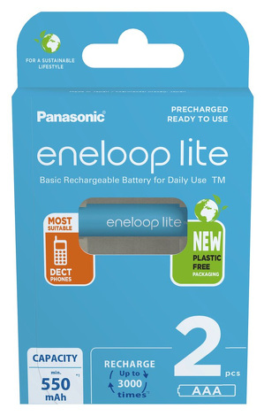 Miniatura produktu: Panasonic Eneloop Lite R03/AAA 550mAh - opak. 2 akumulatorków - eco blister (BK-4LCCE/2BE)