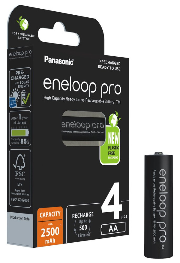 Zdjęcie produktu: Panasonic Eneloop R6/AA 2500mAh - opak. 4 akumulatorków - eco blister (BK-3HCDE/4BE) Zdjęcie produktu: Panasonic Eneloop R6/AA 2500mAh - opak. 4 akumulatorków - eco blister (BK-3HCDE/4BE)