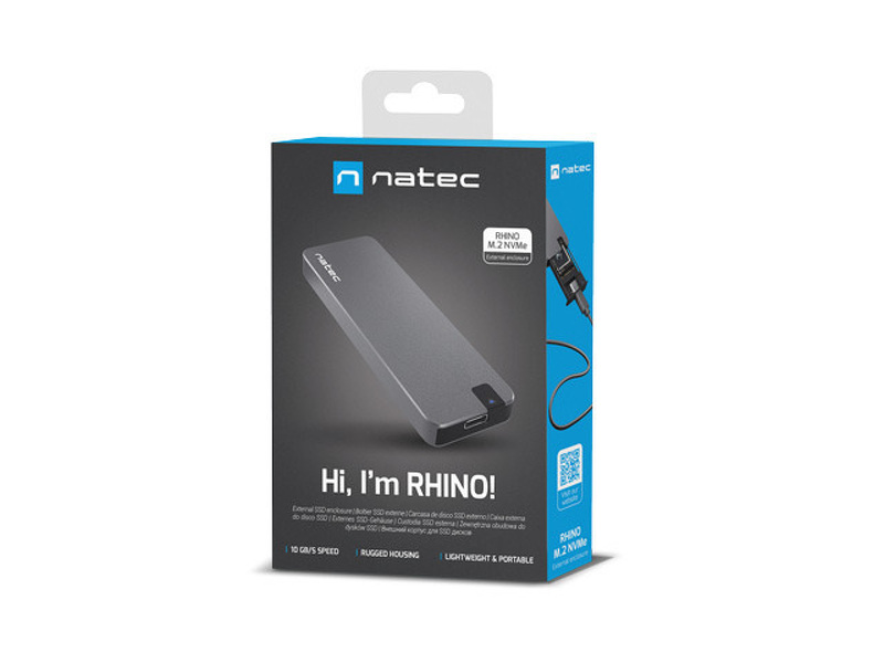 Zdjęcie produktu: Obudowa zewnętrzna na dysk SSD M.2 (PCIe/NVMe) Natec Rhino USB TYP-C 3.1 gen.2 aluminium
