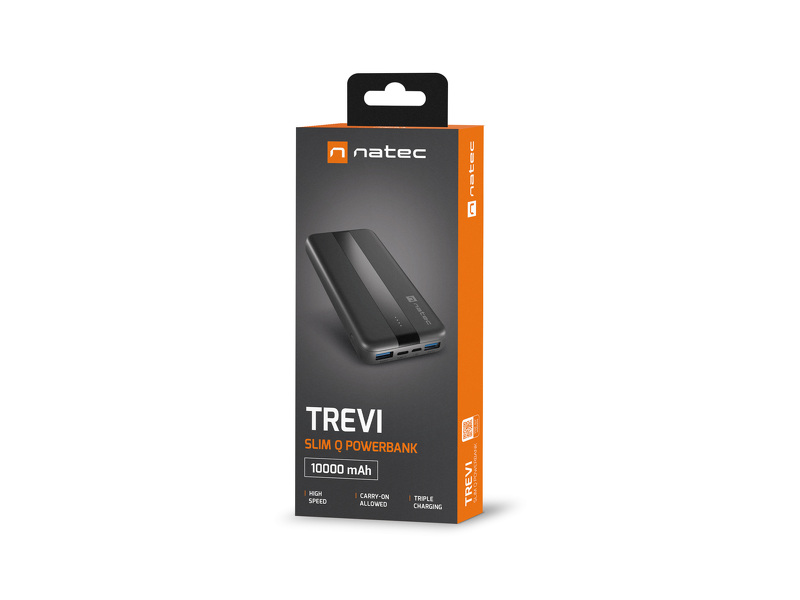 Zdjęcie produktu: Powerbank Natec Trevi SLim Q, 10000mAh, 2x USB QC3.0 + 1x PD czarny