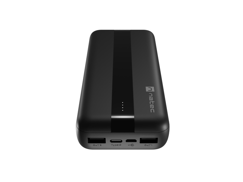 Zdjęcie produktu: Powerbank Natec Trevi, 20000mAh, 2x USB + 1x USB TYP-C czarny