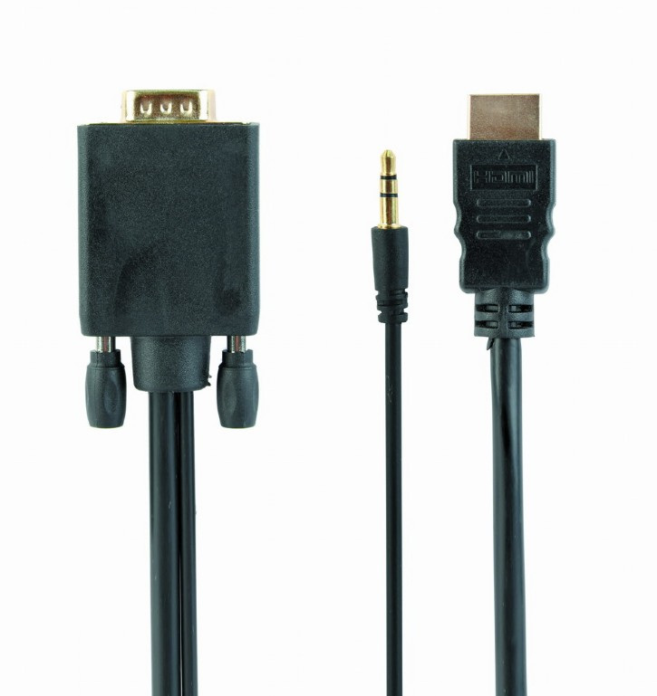 Gembird Kabel/Konwerter HDMI do VGA mini Jack 3m czarny A-HDMI-VGA-03-10 Gembird Kabel/Konwerter HDMI do VGA mini Jack 3m czarny A-HDMI-VGA-03-10