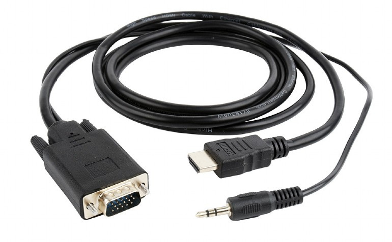 Gembird Kabel/Konwerter HDMI do VGA mini Jack 3m czarny A-HDMI-VGA-03-10 Gembird Kabel/Konwerter HDMI do VGA mini Jack 3m czarny A-HDMI-VGA-03-10