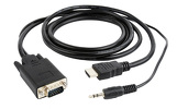 Miniatura zdjęcia: Gembird Kabel/Konwerter HDMI do VGA mini Jack 3m czarny A-HDMI-VGA-03-10 Miniatura zdjęcia: Gembird Kabel/Konwerter HDMI do VGA mini Jack 3m czarny A-HDMI-VGA-03-10