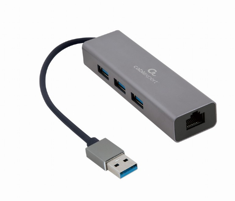 Gembird Adapter USB-AM do LAN Gigabit HUB USB 3.0 x3 czarny A-AMU3-LAN-01 Gembird Adapter USB-AM do LAN Gigabit HUB USB 3.0 x3 czarny A-AMU3-LAN-01